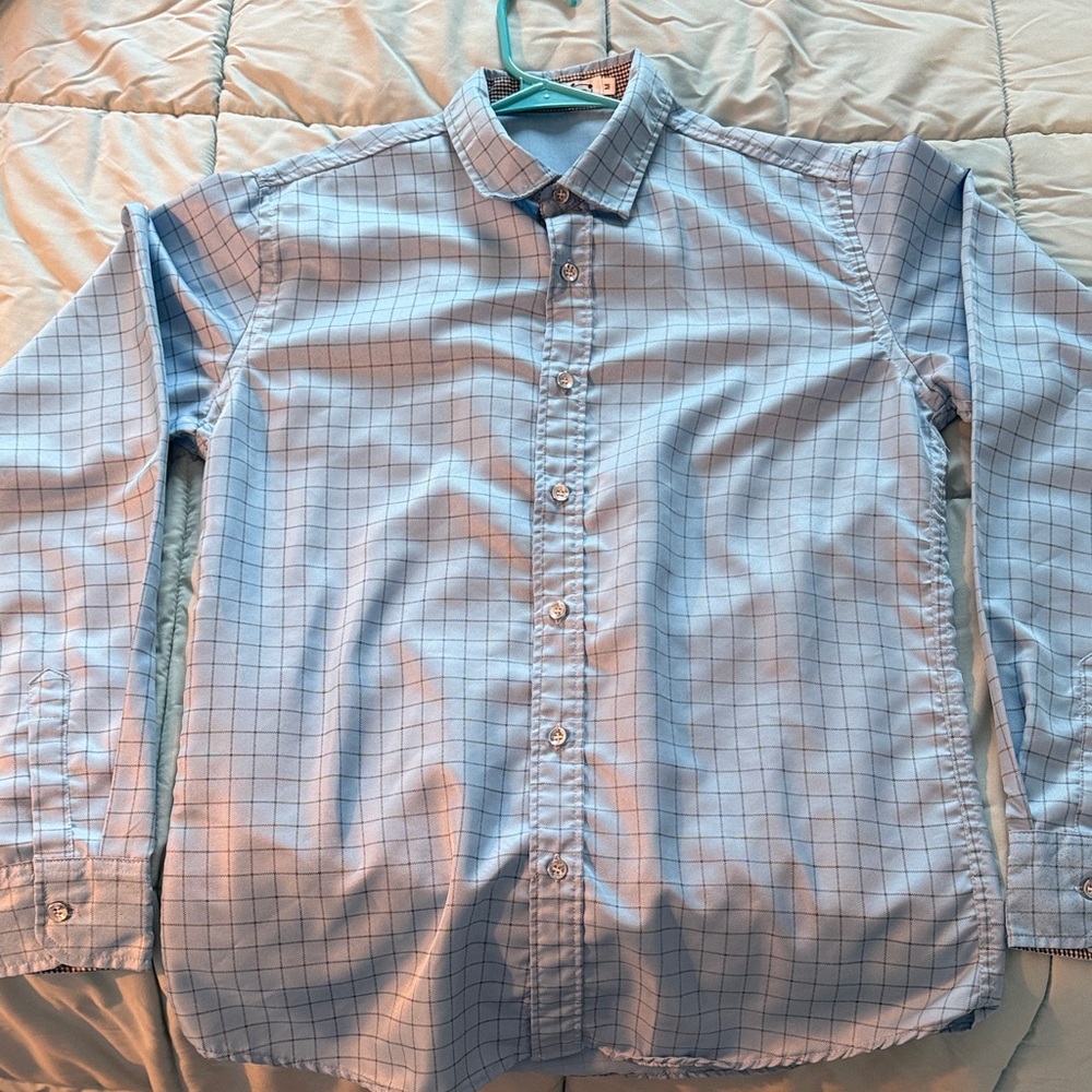 Classic Light Blue Checkered Dress Shirt
